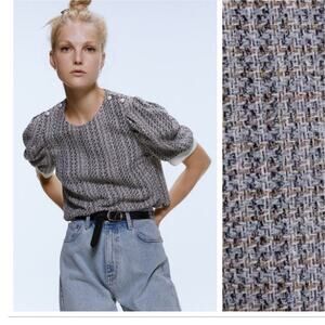 Zara Gray Textured Blouse